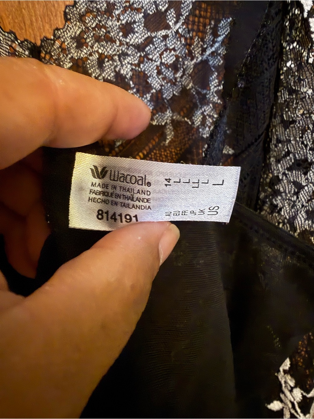 Wacoal Slip/lingerie Black Cream FloralTrim Large - Picture 4 of 4